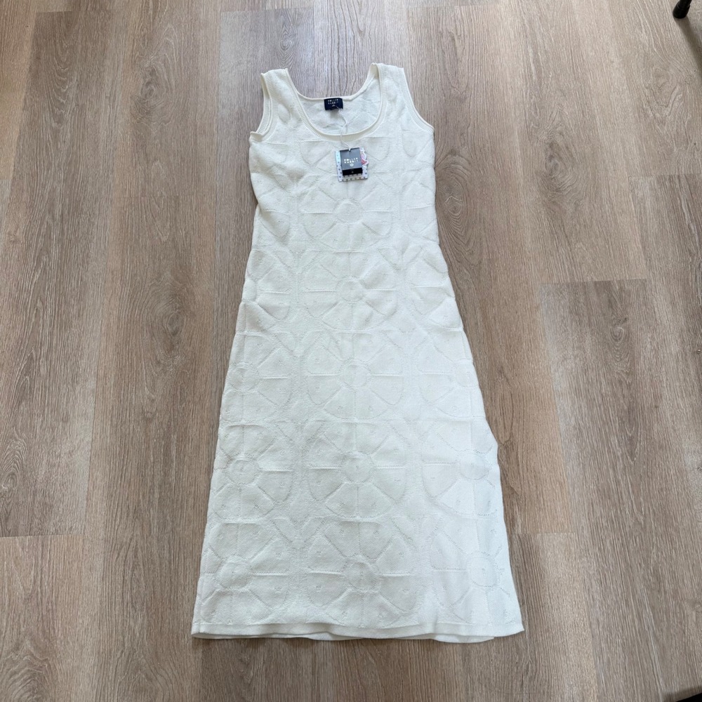 Roller Rabbit Target Knit Midi Sweater Terry Cloth Dress Womens Medium Cream